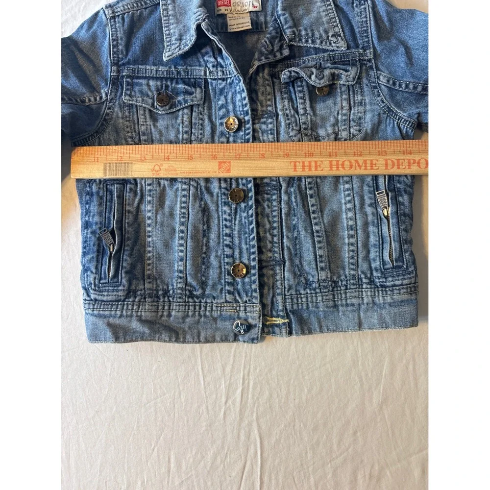 Diesel Orion Denim Jacket Kids XS Blue Good Medium Wash Trucker Zipper Pockets‎